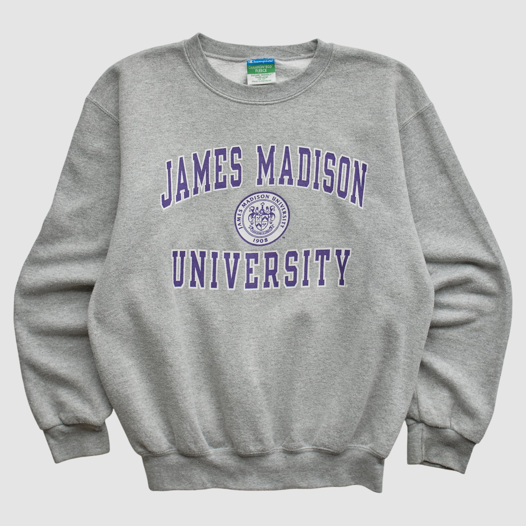 James Madison Dukes Champion 2010s Pullover Sweatshirt - Heather Gray - Yth L