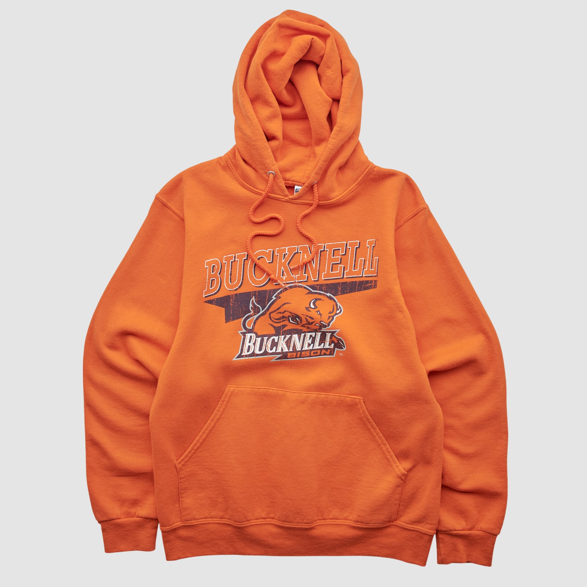 Bucknell Bison Jerzees 2010s Hooded Pullover Sweatshirt - Orange - XS