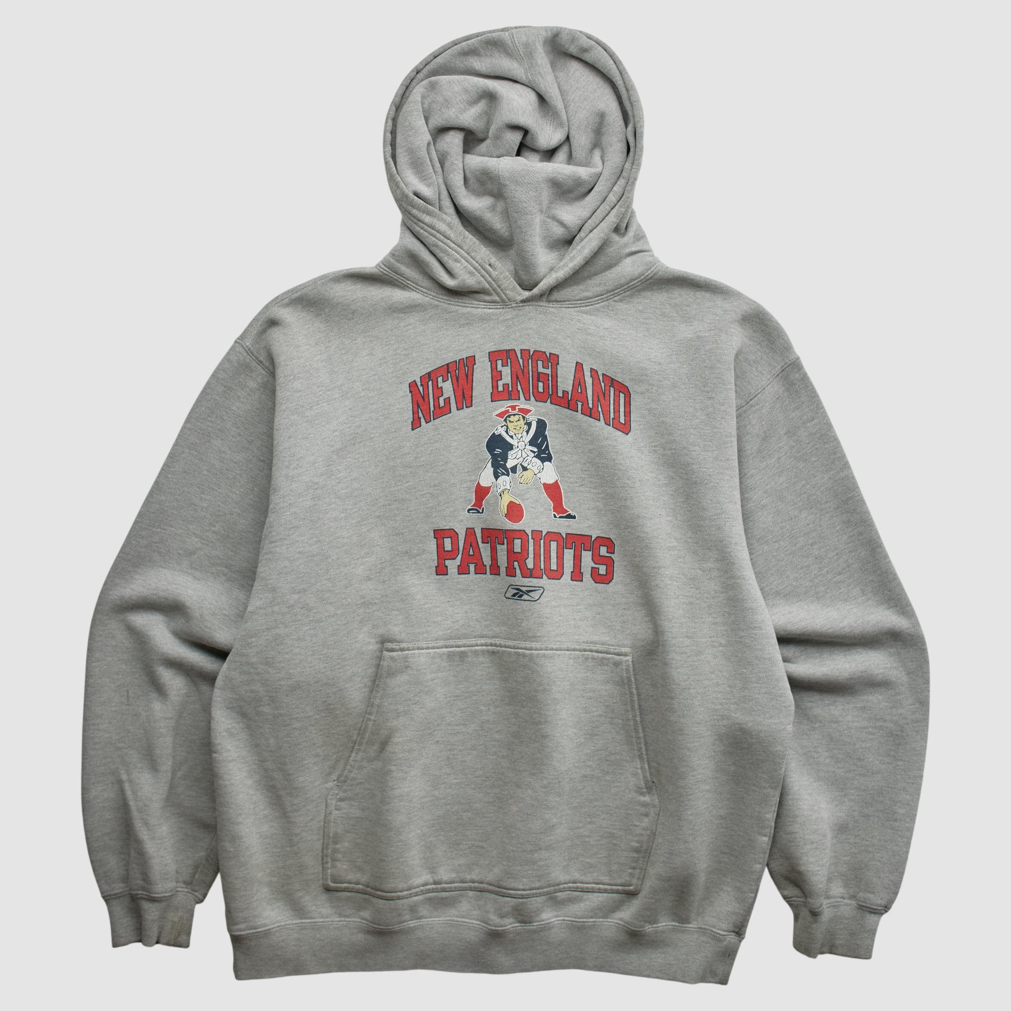 New England Patriots Reebok 2000s Hooded Pullover Sweatshirt - Gray - M