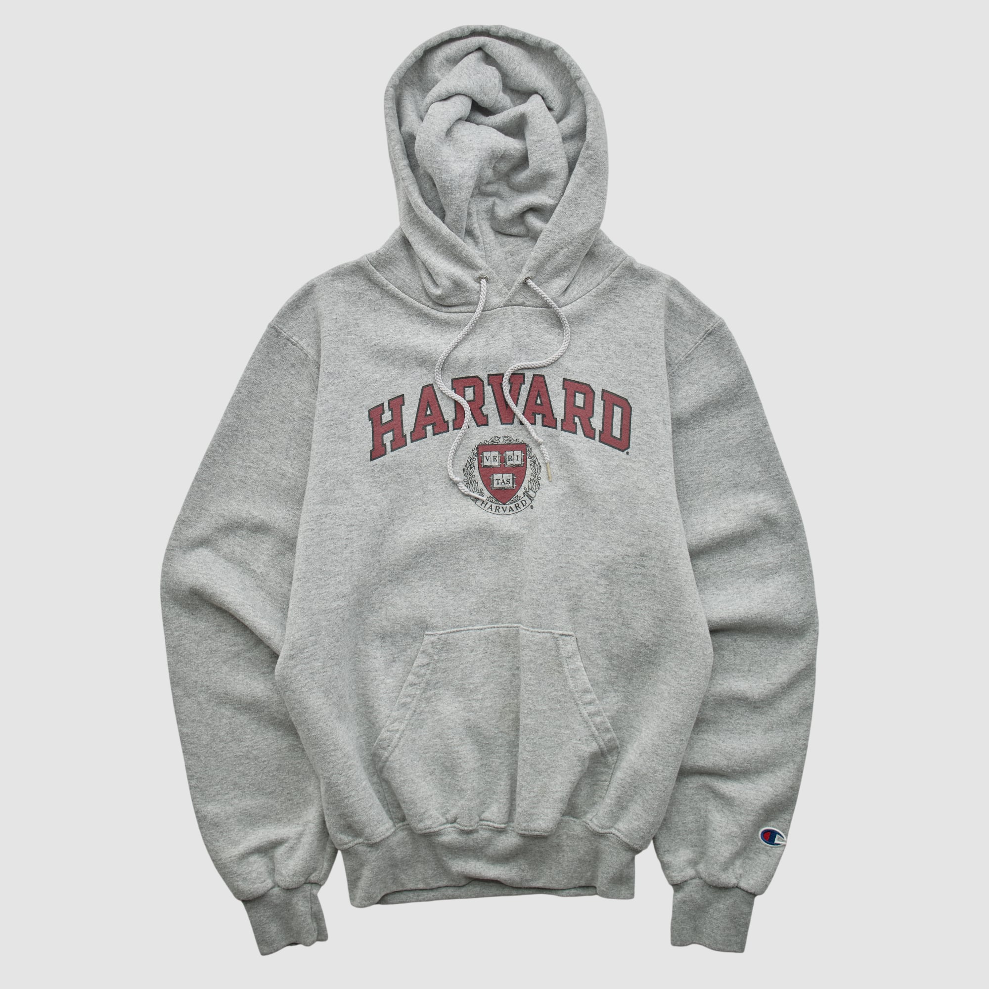 Harvard Crimson Champion 2000s Hooded Pullover Sweatshirt - Heather Gray - XS
