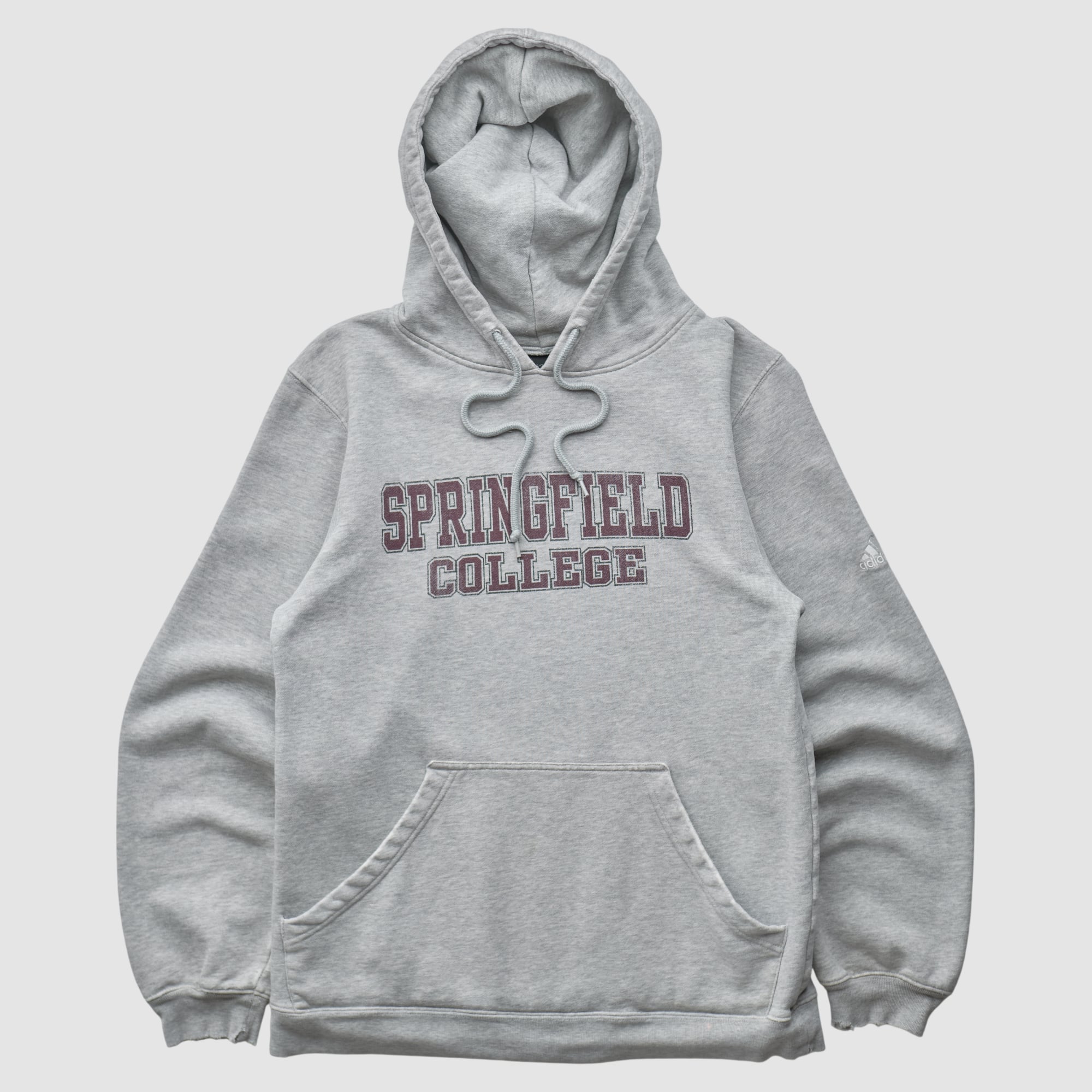 Springfield College Pride Adidas 2010s Hooded Pullover Sweatshirt - Heather Gray - XS