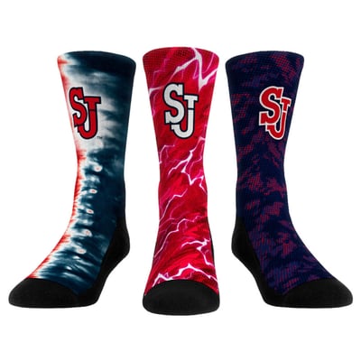 St. John's Red Storm Rock Em Unisex Three-Piece Team Tones Crew Socks Set