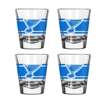 St. Louis Blues Logo Brands Four-Piece Stripe Shot Glass Set