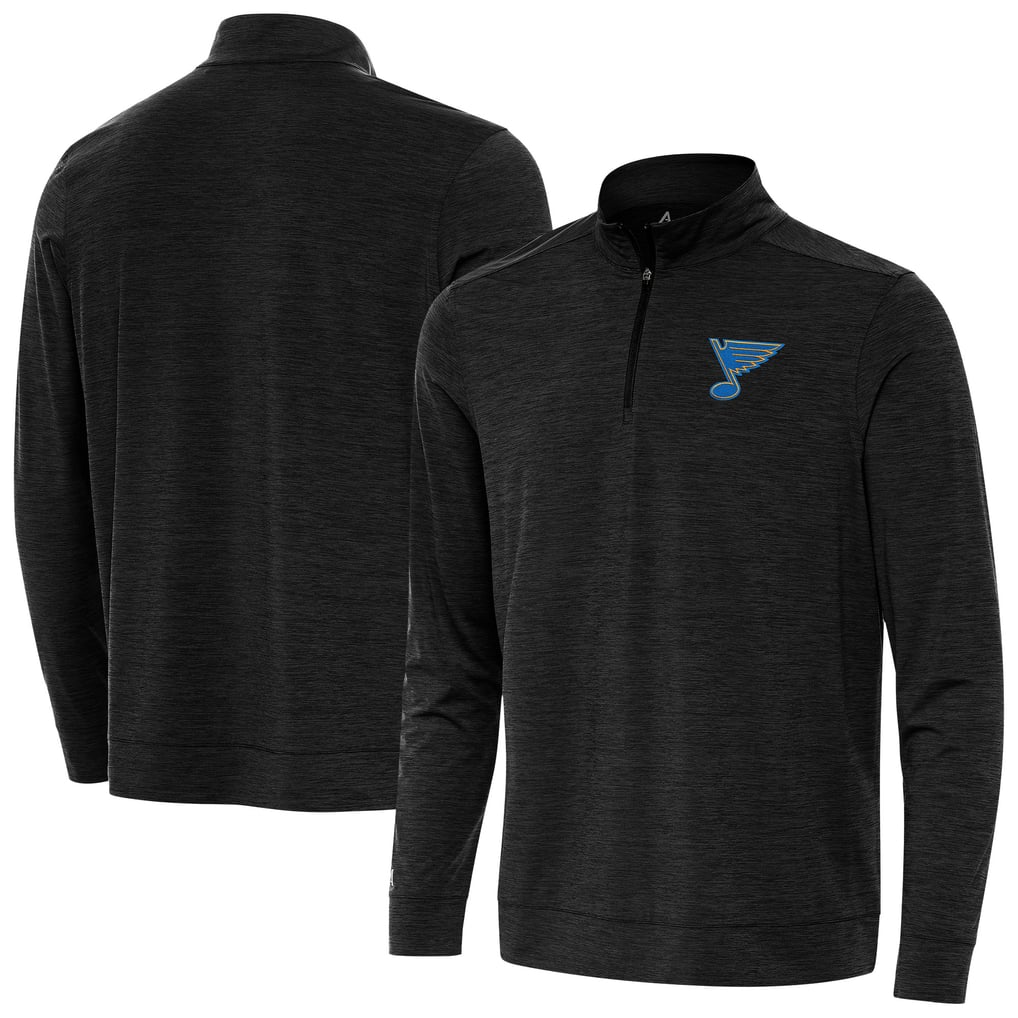 St. Louis Blues Antigua Bright Quarter-Zip Pullover - Heather Black