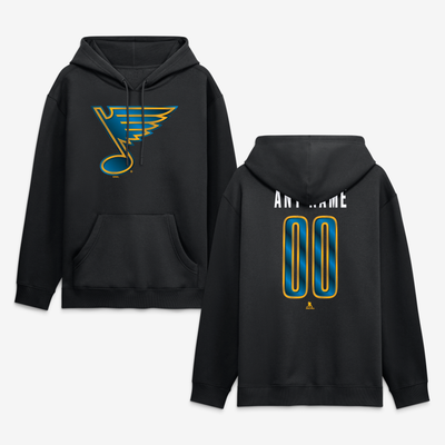 St. Louis Blues Big & Tall Forged Mascot Personalized Name & Number Hoodie - Black