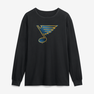 St. Louis Blues  Metallic Mascot Long Sleeve T-Shirt - Black