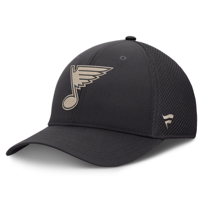 St. Louis Blues Fanatics Authentic Pro Road Meshback Stretch Hat - Charcoal