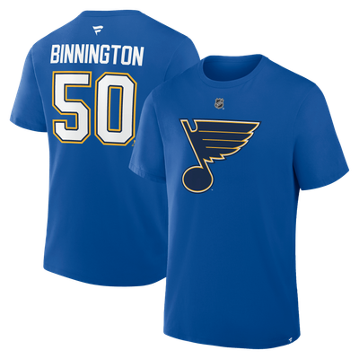 Jordan Binnington St. Louis Blues Fanatics Alternate Authentic Stack Name & Number T-Shirt - Blue