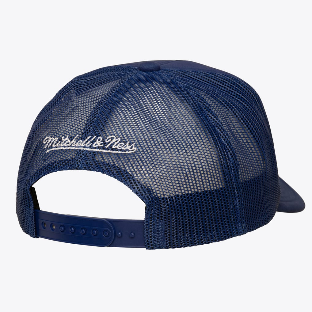 St. Louis Blues Mitchell & Ness Head Coach Trucker Adjustable Hat - Blue