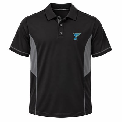 St. Louis Blues Profile Big & Tall Color Block Panel Polo - Black/Charcoal