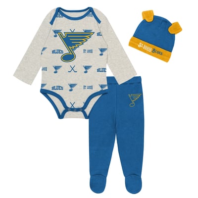  St. Louis Blues Outerstuff Newborn Huddles and Giggles Three-Piece Set - Heathered Bone