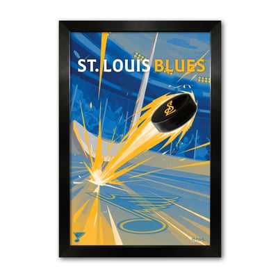 St. Louis Blues 14" x 20" Framed Hockey Puck Blast Art Print