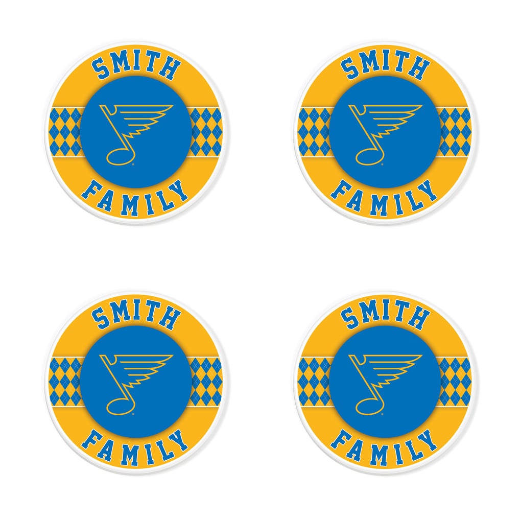 St. Louis Blues 4" Personalized Circular Coasters 4-Pack Set