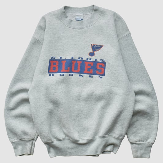 St. Louis Blues 90s Pullover Sweatshirt - Heather Gray - S by Fanatics Real Vintage