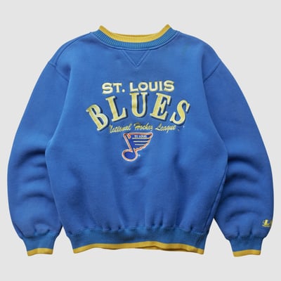 St. Louis Blues Logo Athletic 90s Pullover Sweatshirt - Blue - S by Fanatics Real Vintage