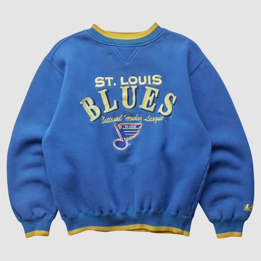St. Louis Blues Logo Athletic 90s Pullover Sweatshirt - Blue - S by Fanatics Real Vintage