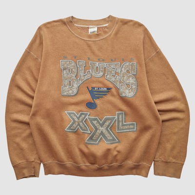 St. Louis Blues Official Fan Sportswear 90s Pullover Sweatshirt - Clay - S by Fanatics Real Vintage
