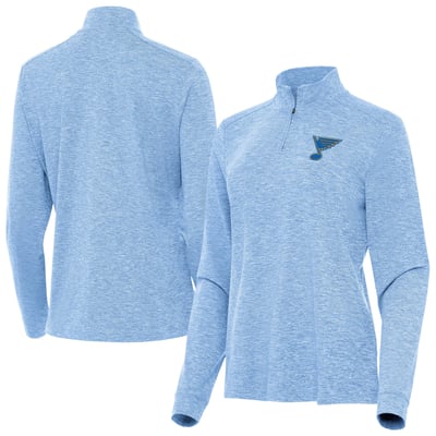  St. Louis Blues Antigua Women's Mentor Long Sleeve Quarter-Zip Mock Polo - Heather Blue