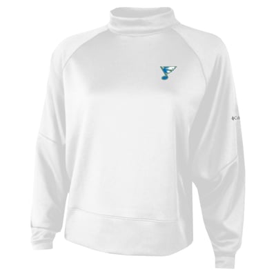  St. Louis Blues Columbia Women's Par Performance Mock Neck Raglan Dolman Sweatshirt - White