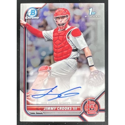 2022 Bowman Draft Chrome Pick Autographs #CDA-JCS Jimmy Crooks III RC Auto