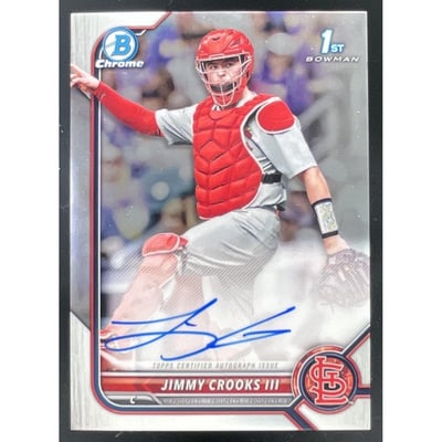 2022 Bowman Draft Chrome Pick Autographs #CDA-JCS Jimmy Crooks III RC Auto