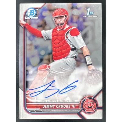2022 Bowman Draft Chrome Pick Autographs #CDA-JCS Jimmy Crooks III RC Auto