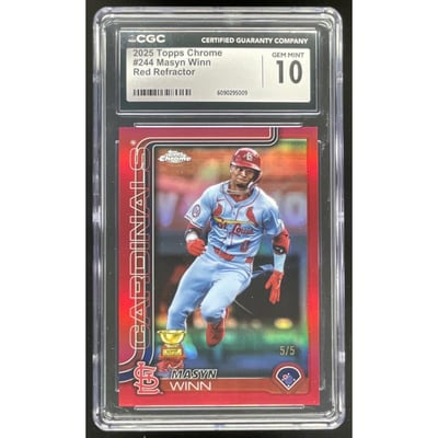 2025 Topps Chrome Red Refractor #244 Masyn Winn /5 CGC 10