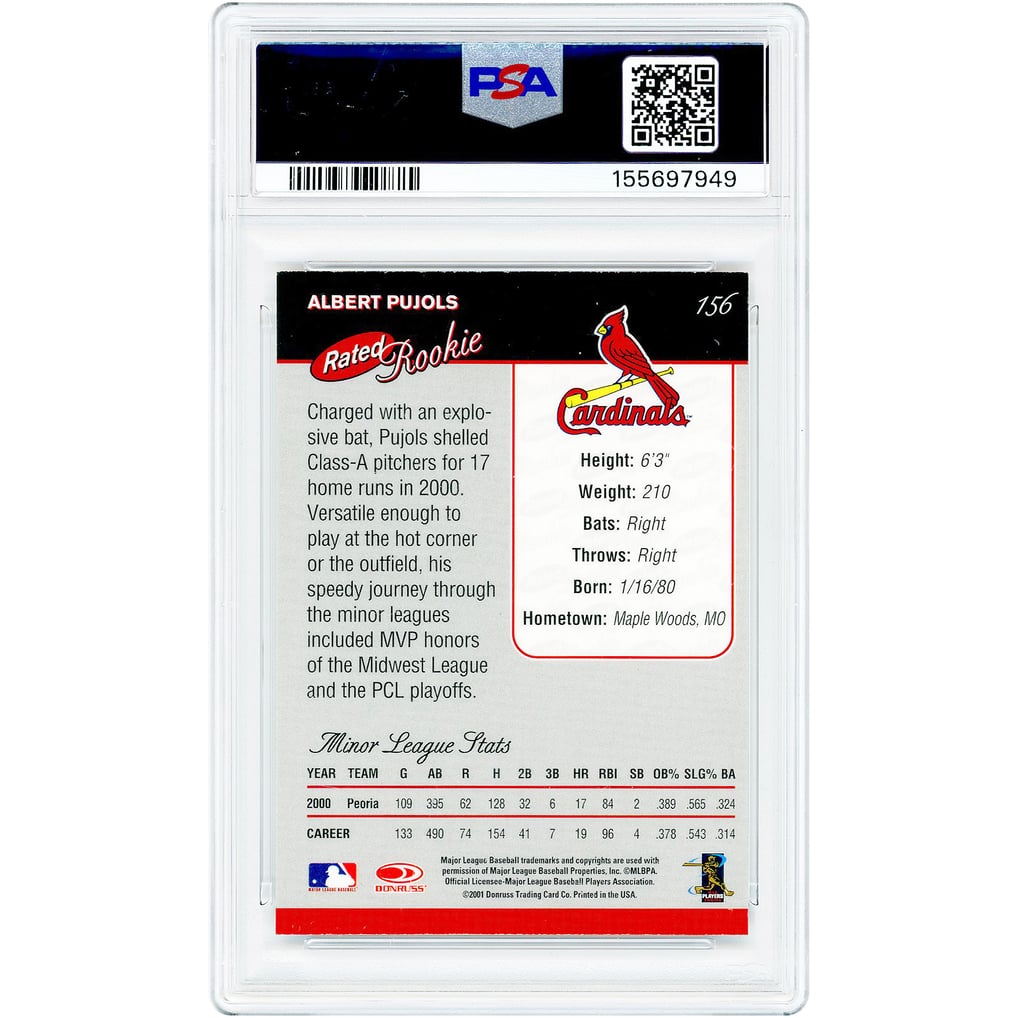 Albert Pujols St. Louis Cardinals 2001 Donruss Rated Rookie Baseball's ...