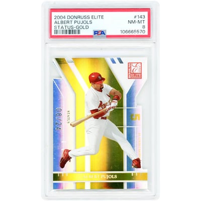 Albert Pujols St. Louis Cardinals 2004 Donruss Elite Status Gold #143 #8/24 PSA Authenticated 8 Card 