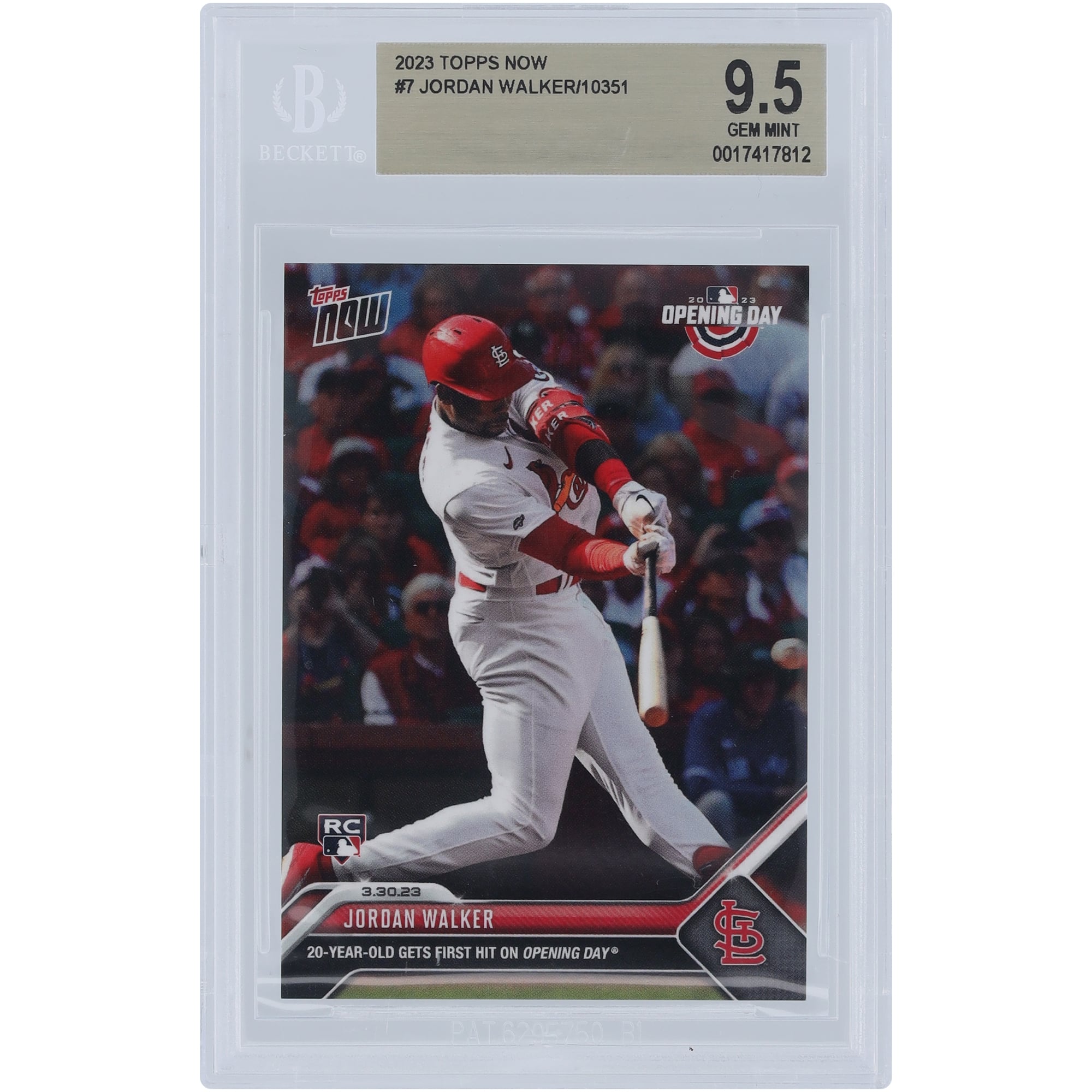 Jordan Walker St. Louis Cardinals 2023 Topps Now Opening Day Hit 