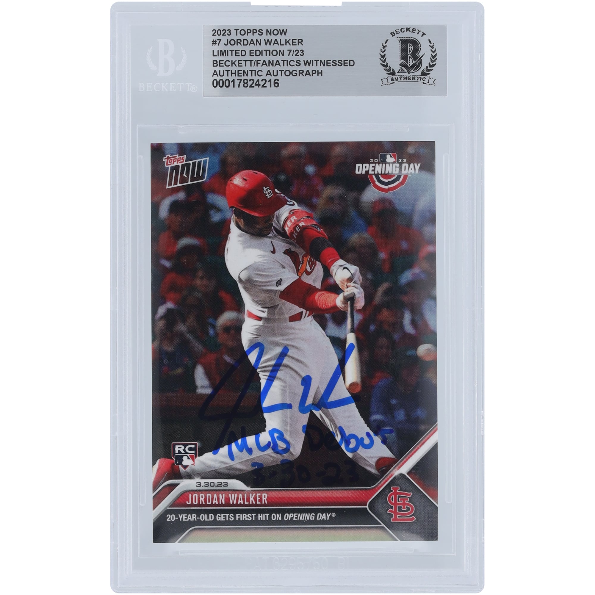 Jordan Walker St. Louis Cardinals Autographed 2023 Topps Now MLB 