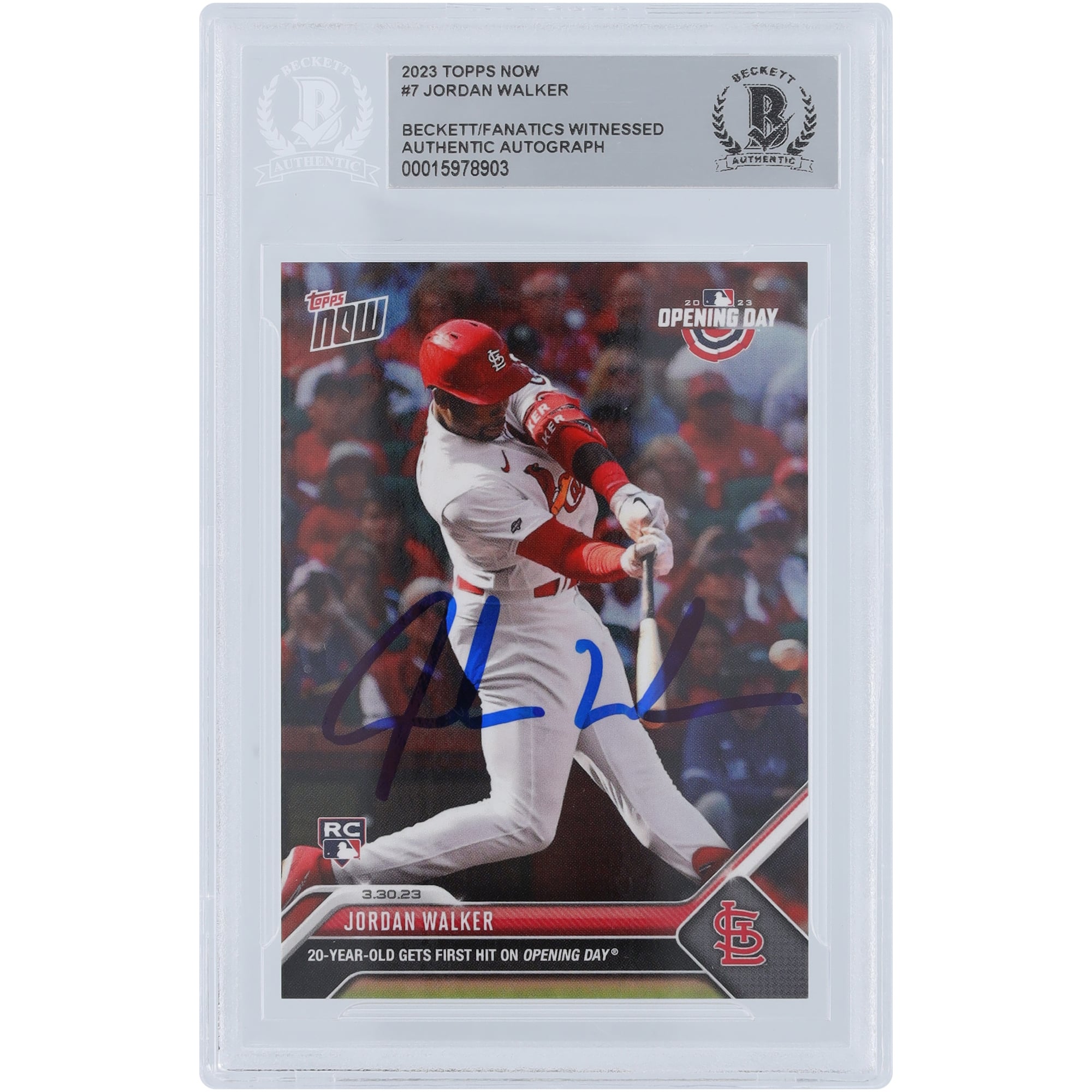 Pnd Autograph Jordan Walker St. Louis Cardinals Autographed 2023 Topps Now #7 Beckett ...