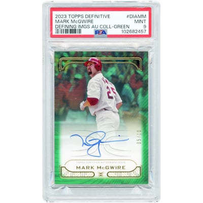 Mark McGwire St. Louis Cardinals Autographed 2023 Topps Definitive Collection Defining Images Green #DIA-MM #5/10 PSA Authenticated 9 Card