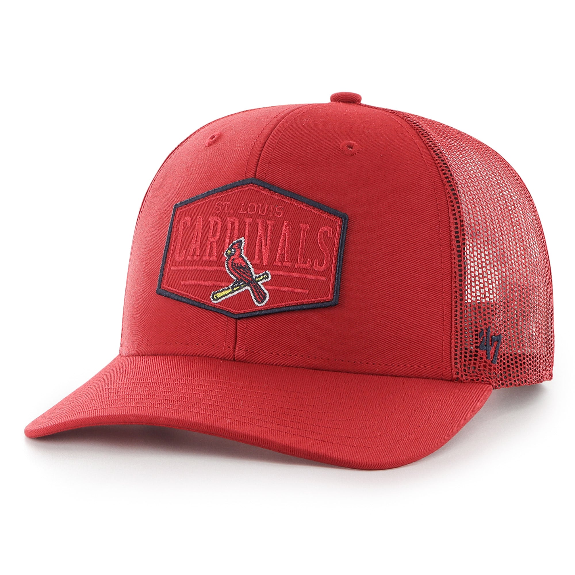 Cardinal Red Rocker Patch Color Men's St. Louis Cardinals '47 Red Ridgeline Tonal Patch Trucker ...