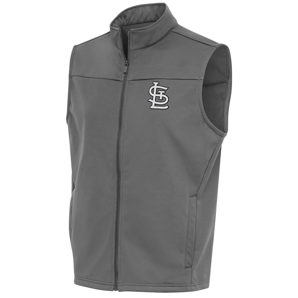 Men's St. Louis Cardinals Antigua Steel Metallic Links Full-Zip Golf Vest
