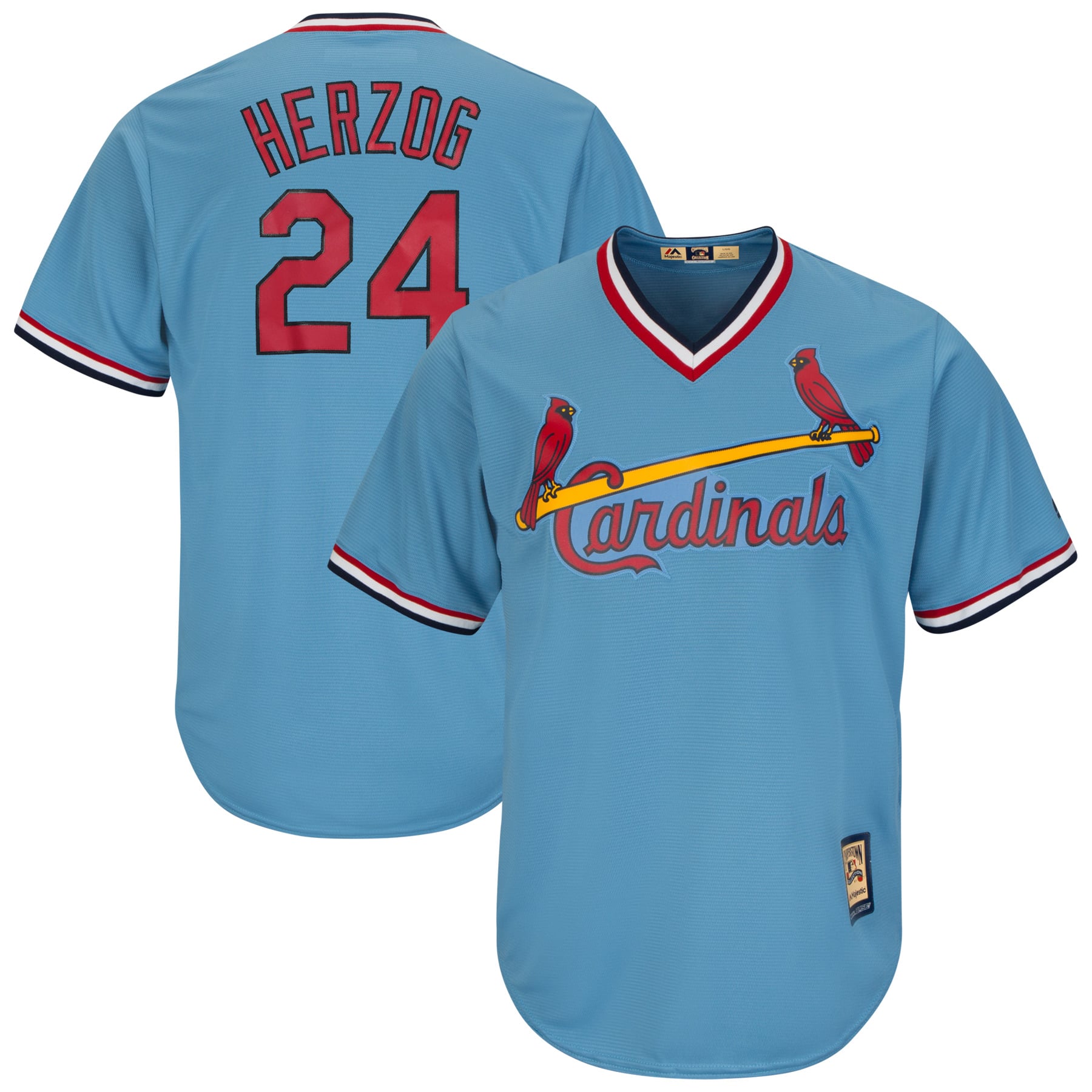Men's St. Louis Cardinals Whitey Herzog Majestic Light Blue