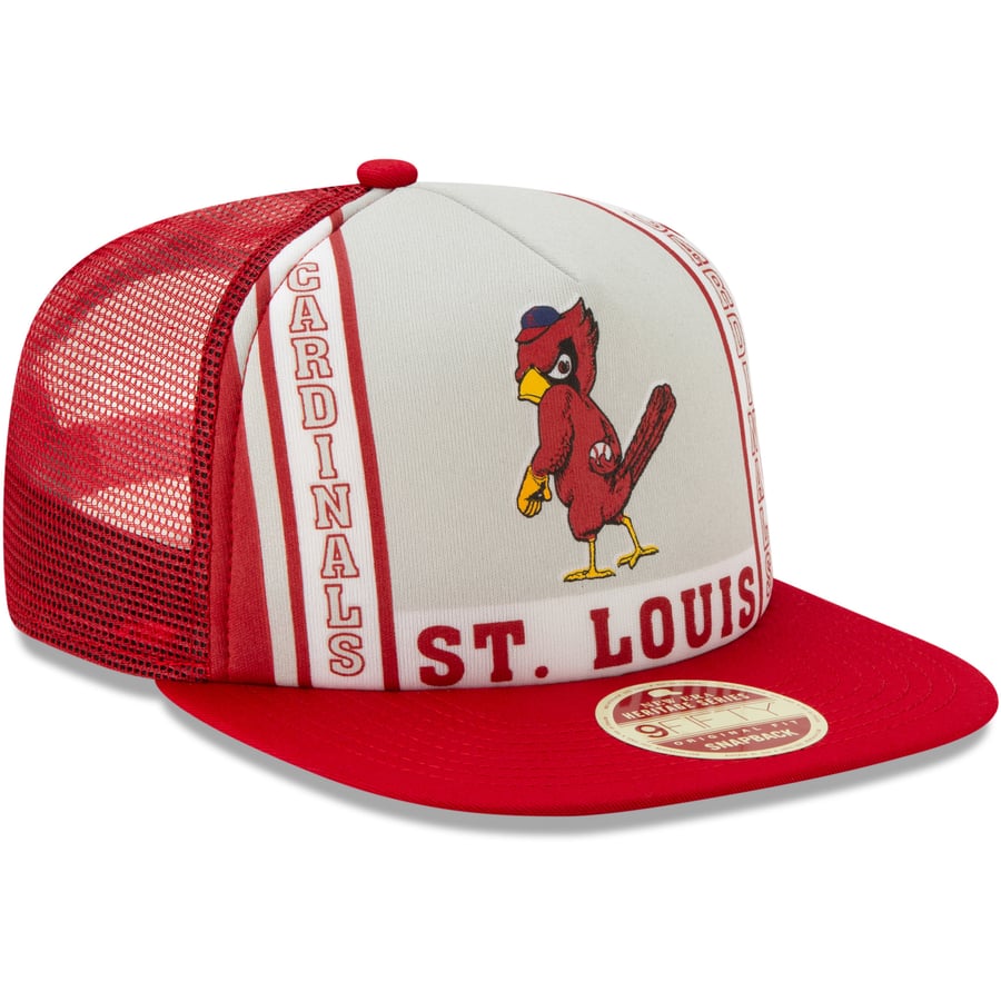 Men's St. Louis Cardinals New Era Red Heritage Banner A-Frame Trucker ...