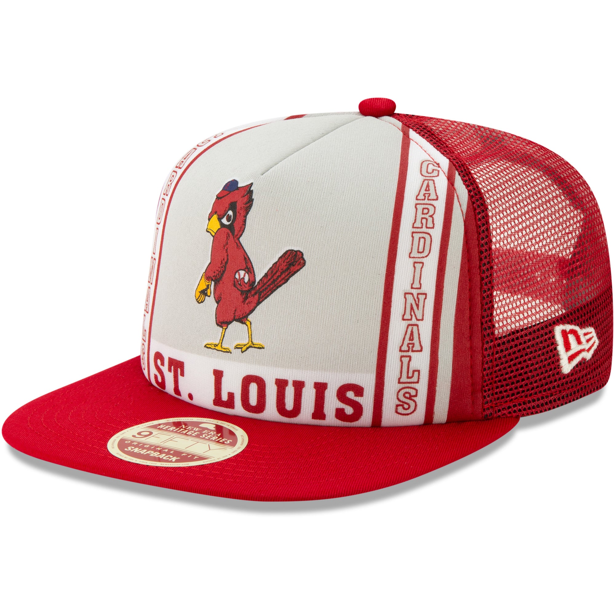 Men's St. Louis Cardinals New Era Red Heritage Banner A-Frame Trucker ...