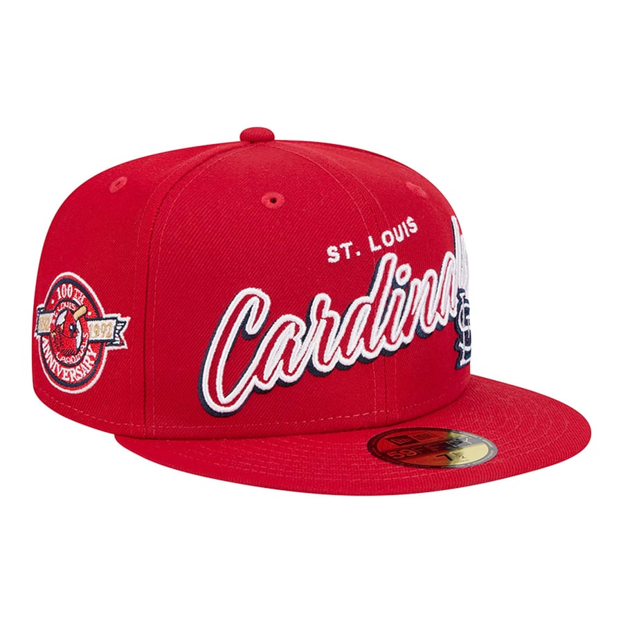 Men's St. Louis Cardinals New Era Red Script Sided 59FIFTY Fitted Hat