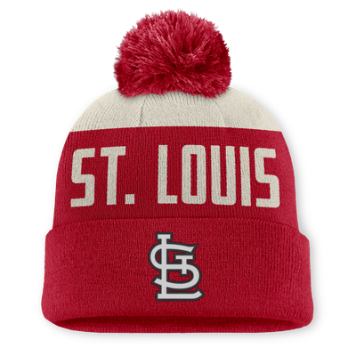 St. Louis Cardinals Nike Peak Standard Cuffed Knit Hat with Pom - White/Red