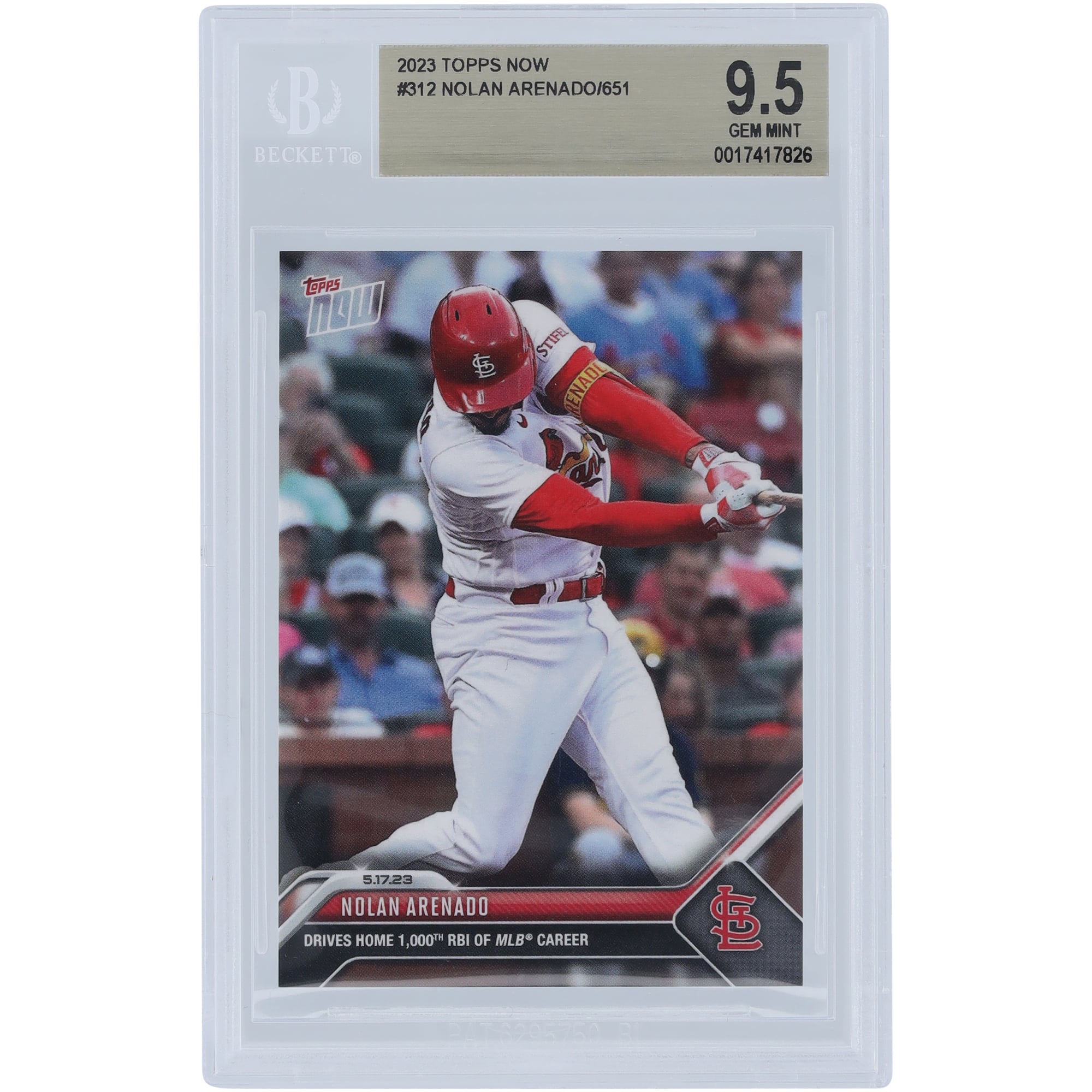 Nolan Arenado St. Louis Cardinals 2023 Topps Now 1,000 RBI #312 BGS Authenticated 9.5 Card 