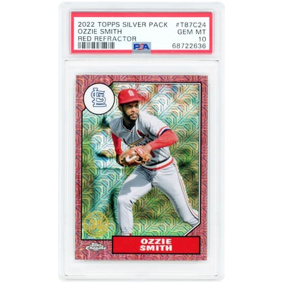 Ozzie Smith St. Louis Cardinals 2022 Topps Silver Pack Red Refractor #T87C-24 #4/5 PSA Authenticated 10 Card