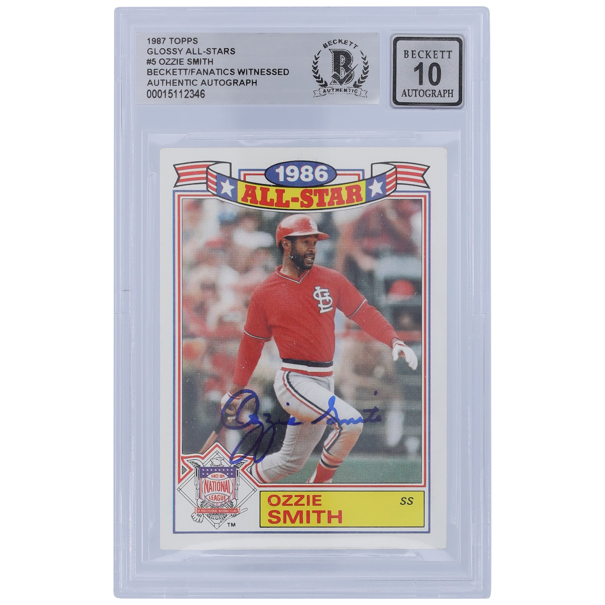 Ozzie Smith St. Louis Cardinals Autographed 1987 Topps All Star #5 