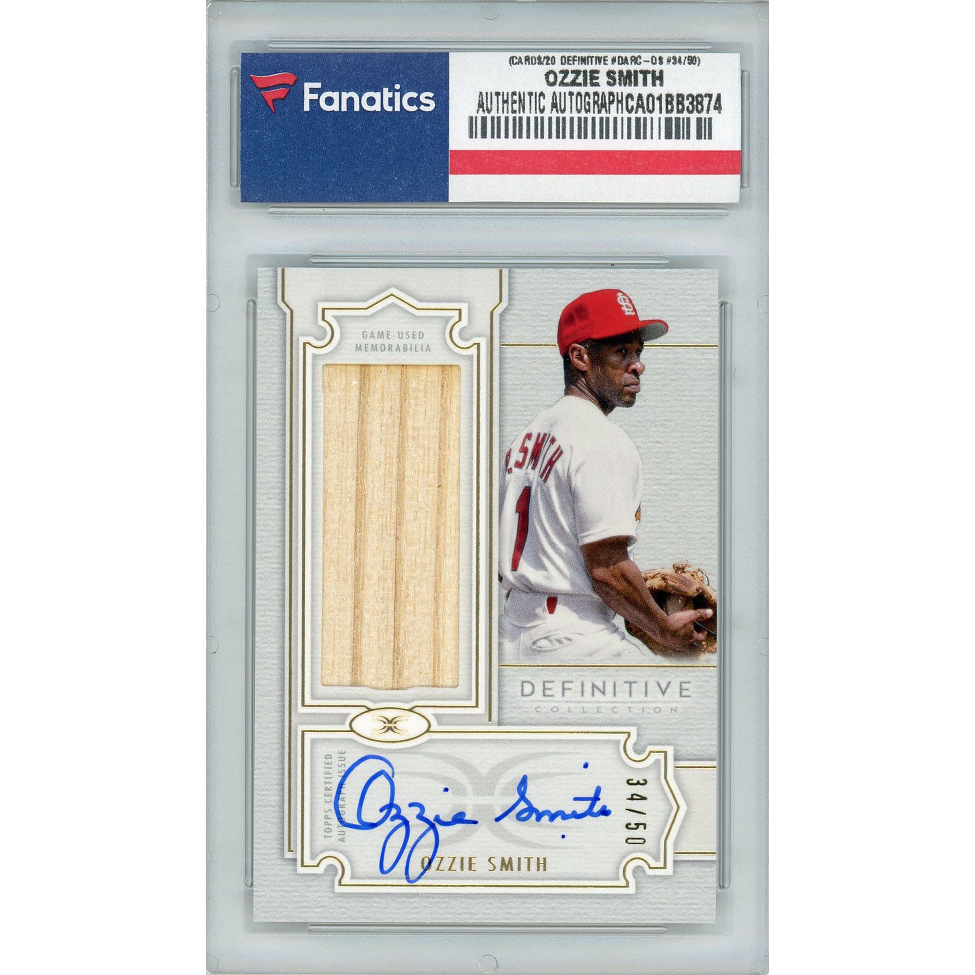 Autographed St. Louis Cardinals Ozzie Smith 2020 Topps Definitive 