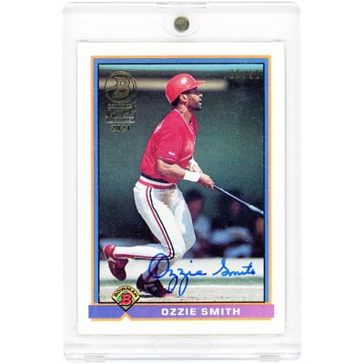 Ozzie Smith St. Louis Cardinals Autographed 2021 Bowman 1991 Bowman Design #398 #25/50 Card