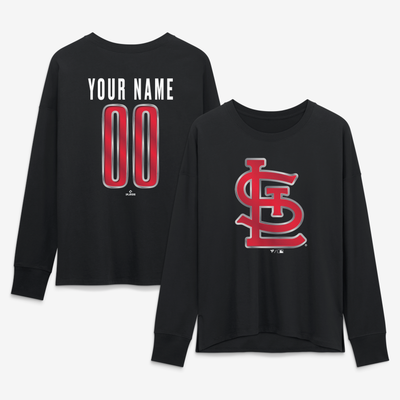 St. Louis Cardinals Women's Forged Mascot Personalized Name & Number Long Sleeve T-Shirt - Black