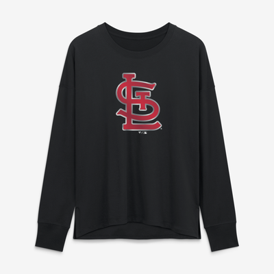 St. Louis Cardinals Women's Metallic Mascot Long Sleeve T-Shirt - Black