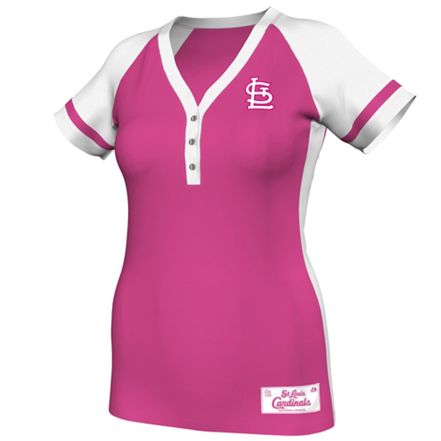 Pink St. Louis Women's St. Louis Cardinals Majestic Pink League Diva Synthetic Fashion Top