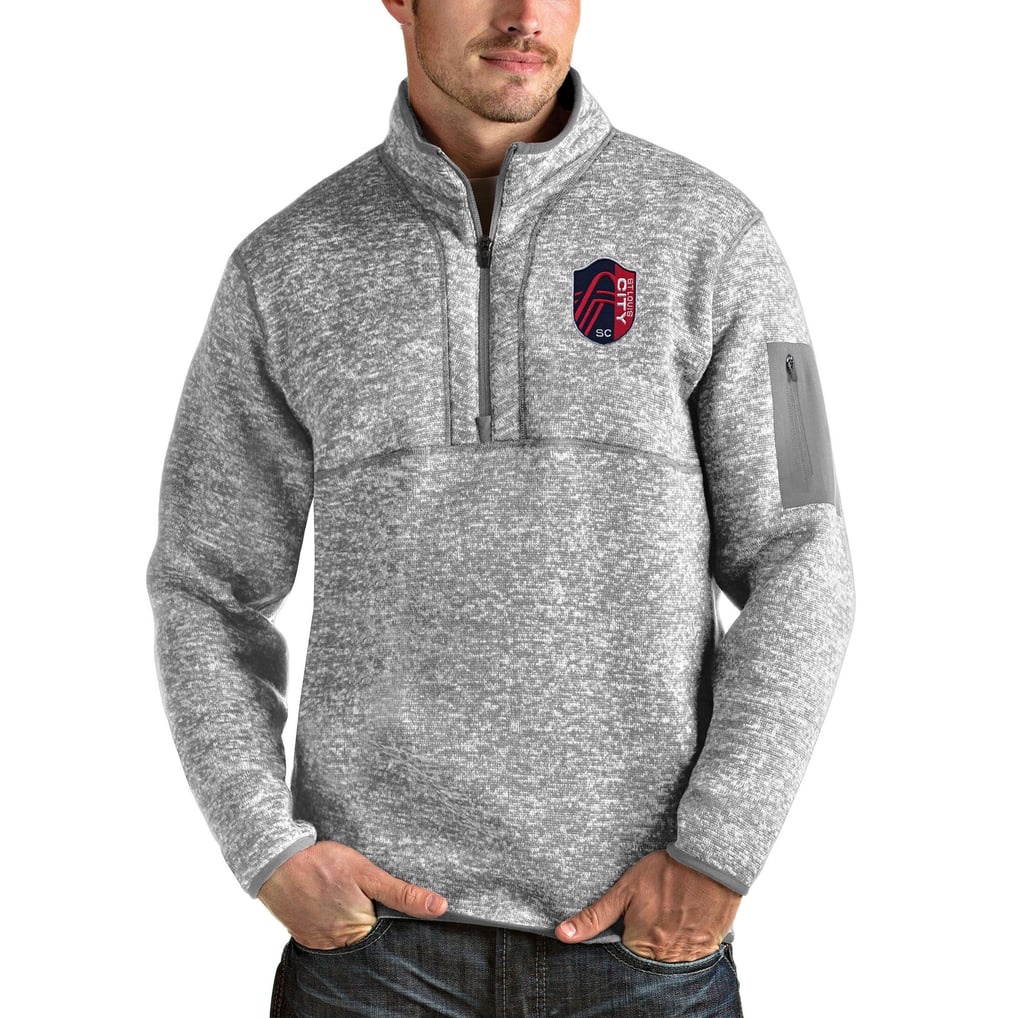 St. Louis City SC Antigua Fortune Quarter-Zip Pullover Jacket - Heather Gray