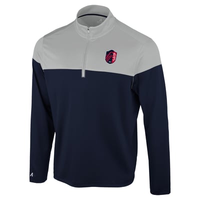 St. Louis CITY SC Antigua Hinder Quarter-Zip Pullover - Navy/Gray